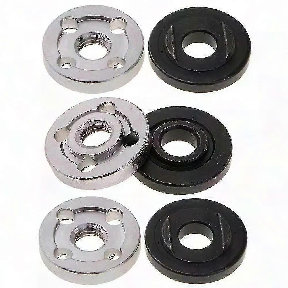 6-Piece Lock Nut Set with Toothed and Toothless Inner Outer Nuts for Angle Grinders
