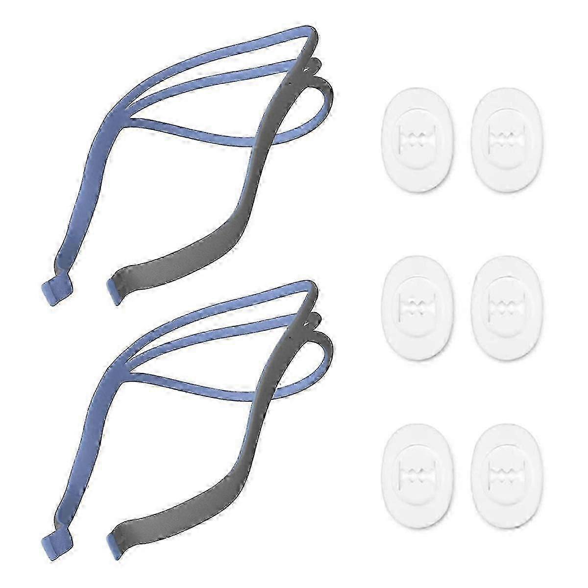 2 Pack Replacement Headgear for Nasal Pillow CPAP Mask Straps with 6 Adjustment Clips