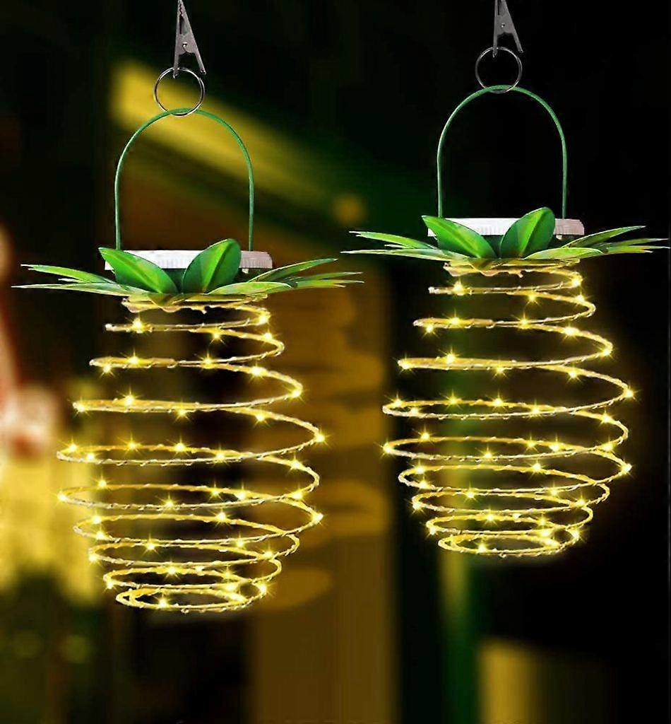 2er-Pack 60-LED-Ananas-Solarleuchten: Hängelaternen mit Griff – für Partys, Hochzeiten
