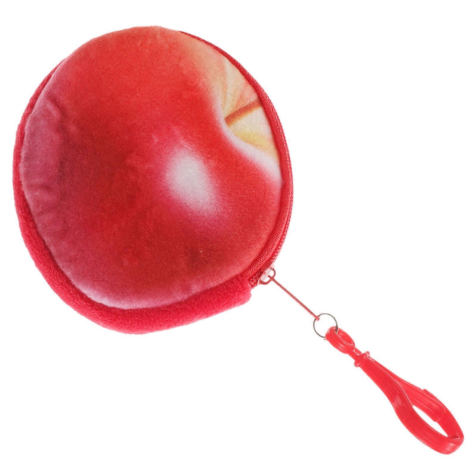 Cute Cartoon Handbag Mini Wallet Red Plush Apple Shape Coin Storage Outings 1Pack