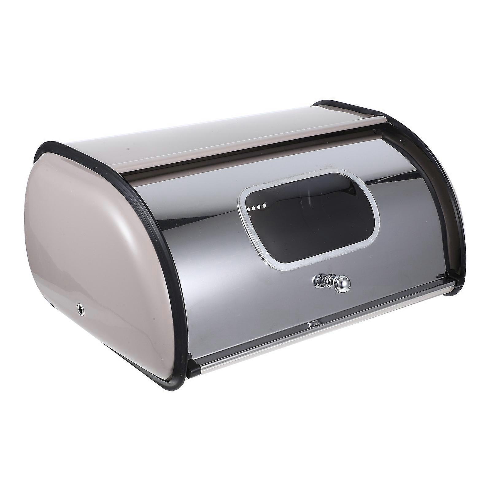 Stainless Steel Bread Box with Window for Kitchen Counter Storage Multi Size Fits Various Loaves