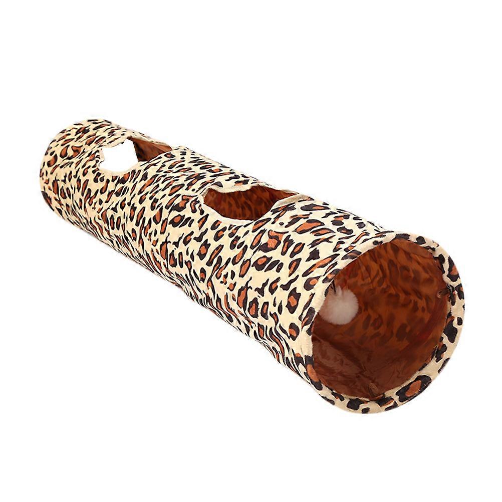 Pet Tunnel Cat Toy Tunnel Leopard Color 120*25CM Size for Indoor Play Entertainment 1Set