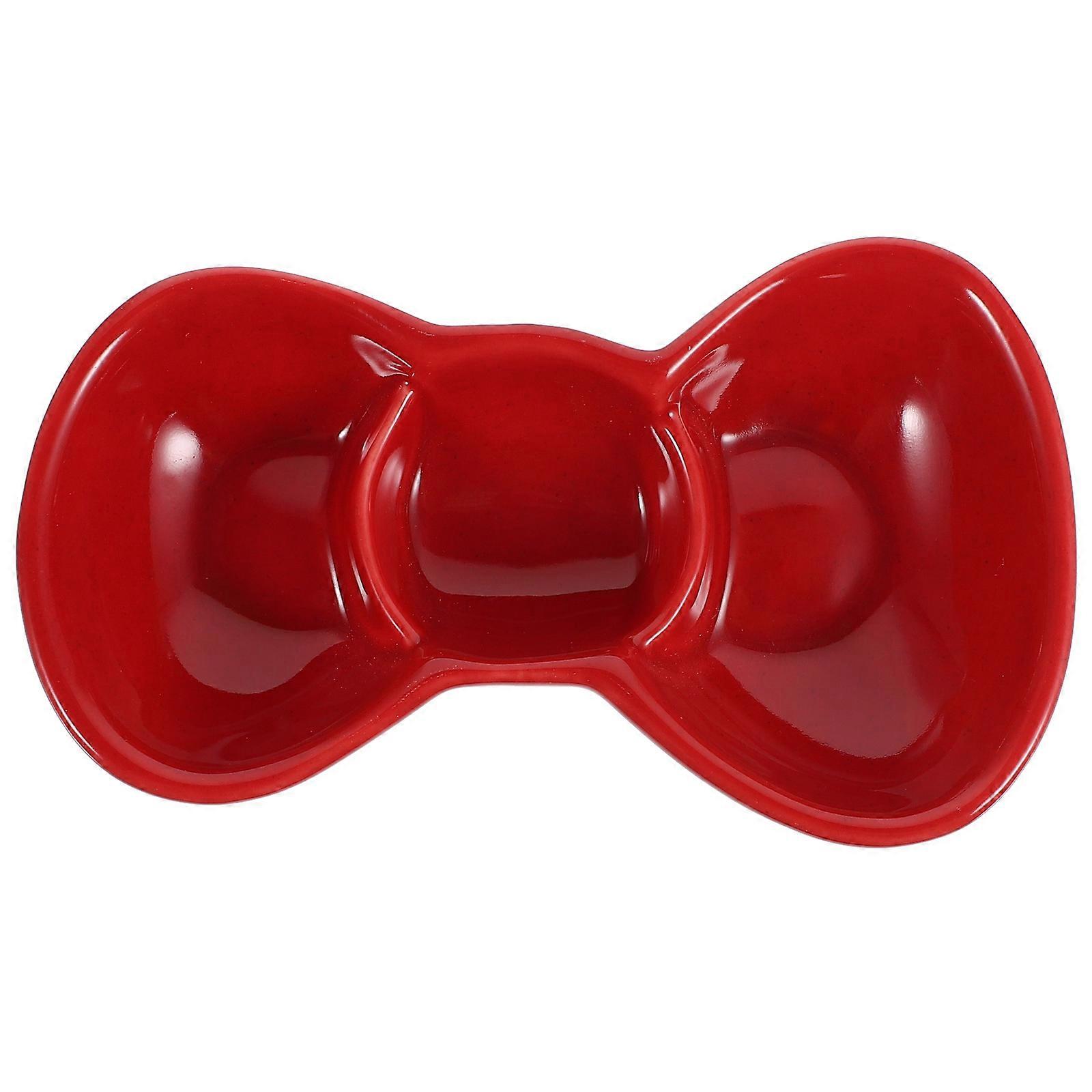 Saucer Plate Condiment Serving Tray Bowknot Storage Container Food Shop 5.2×3.1×1.1in 1Pack