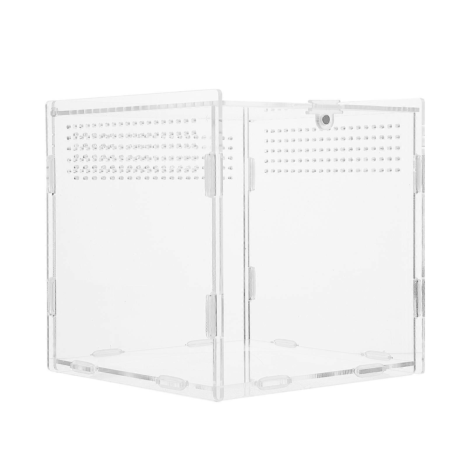 Transparent Acrylic Reptile Box for Pet Use with Ventilation Holes 1Pc Ideal for Small Pets 7.87x7.87x7.87 Inches
