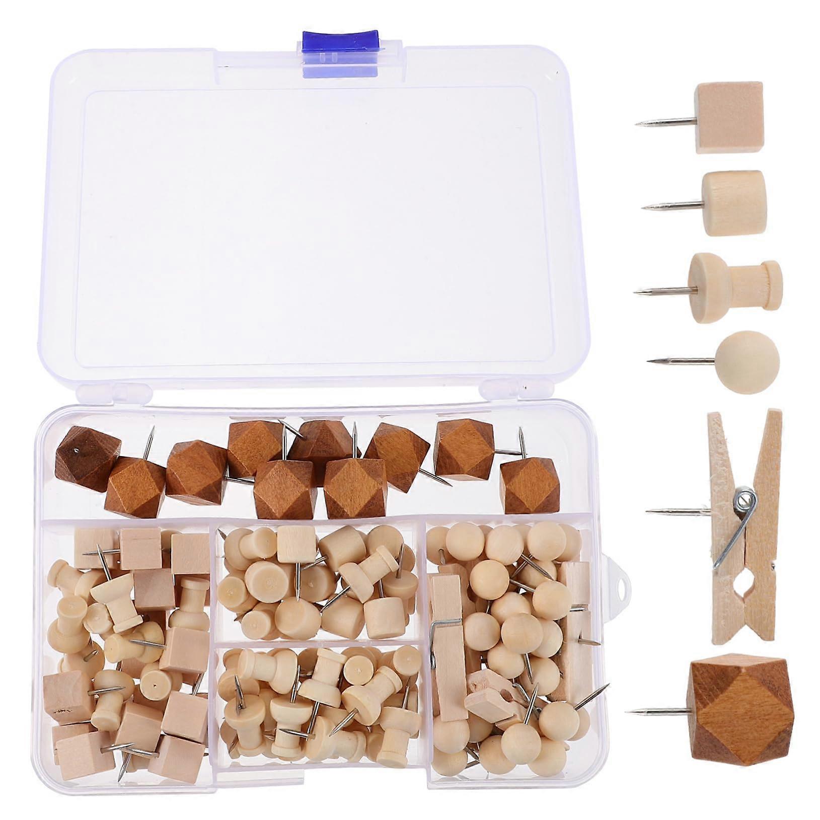 Multifunctional Wooden Thumbtacks Various Designs for Corkboards DIY Projects Photos Practical Push Pins for School Office Crafts