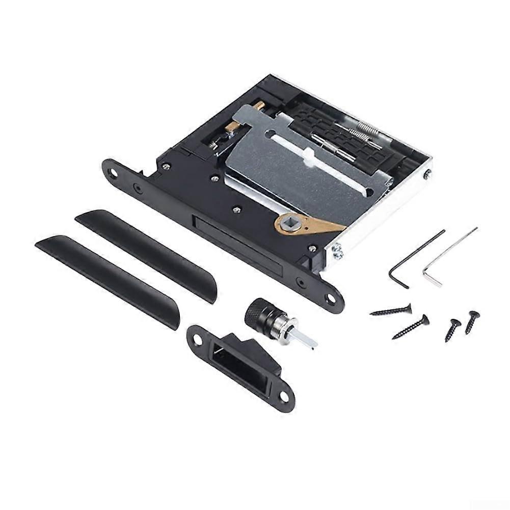 Quiet invisible door lock for bedroom, smooth functionality with antiblock handle integration (black)