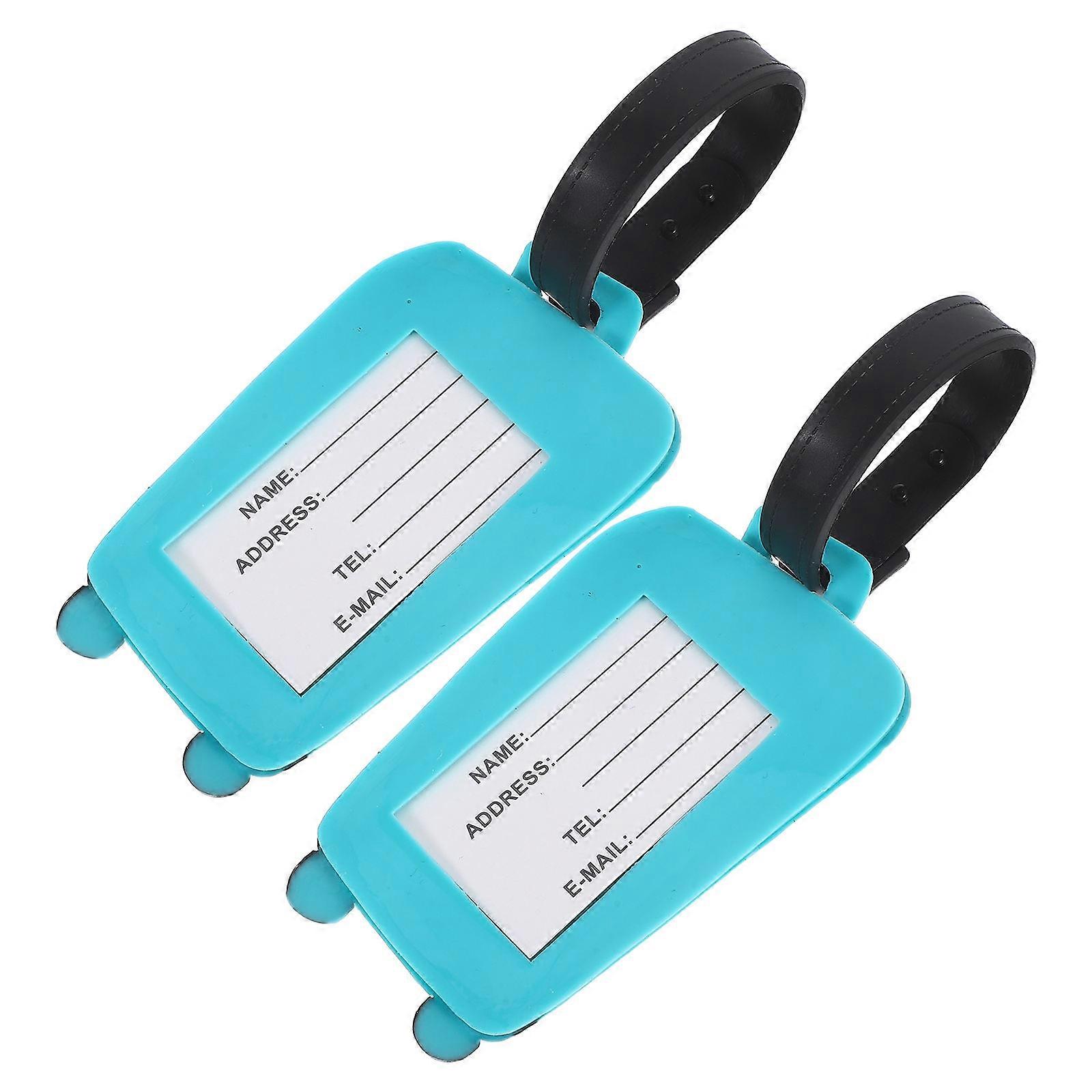 2pcs Travel Accessories PVC Polyethylene Luggage Tags Suitcase ID Address Label Baggage Travel Tag(Lake Blue)
