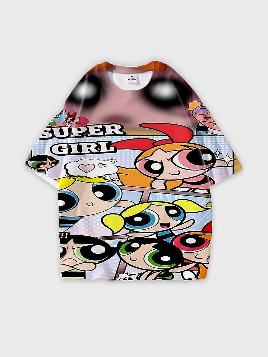 T-shirt round neck Cartoon Pattern loose short sleeve C324