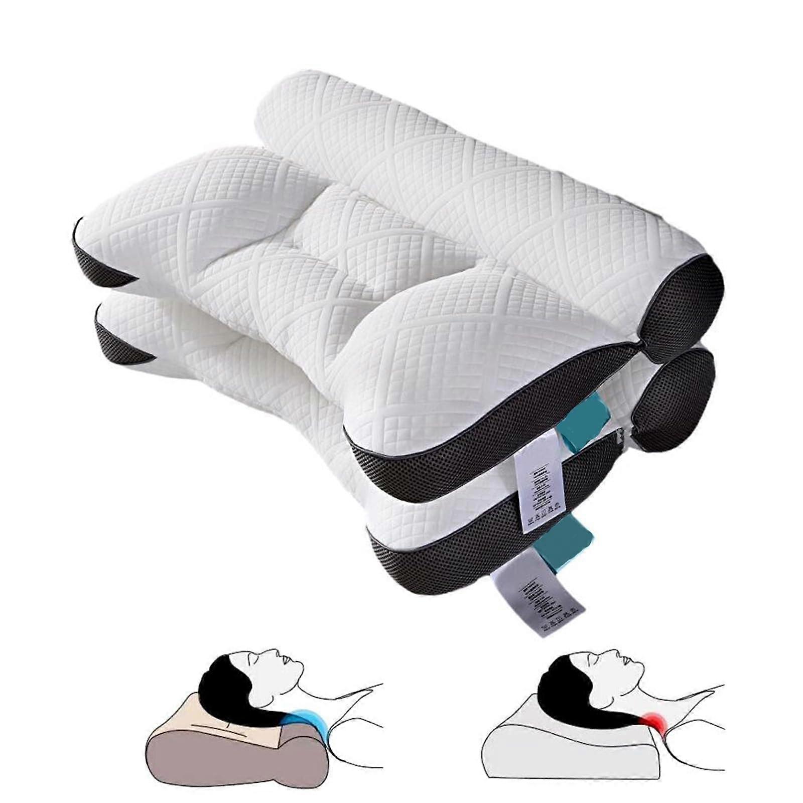 Sleep Enhancing Cervical Support Pillow Set, Comfortable Goose Down Orthopedic Pillows for Sleeping, 2 Pack, Gray
