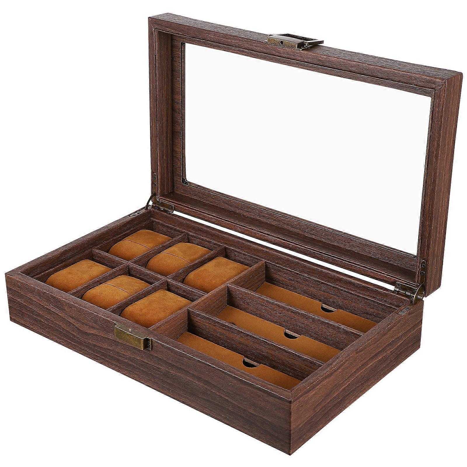 Erkekler İçin Saat Kutusu Depolama Çözümü Açık Kahverengi 6-Yuvalı Saatler 1Set