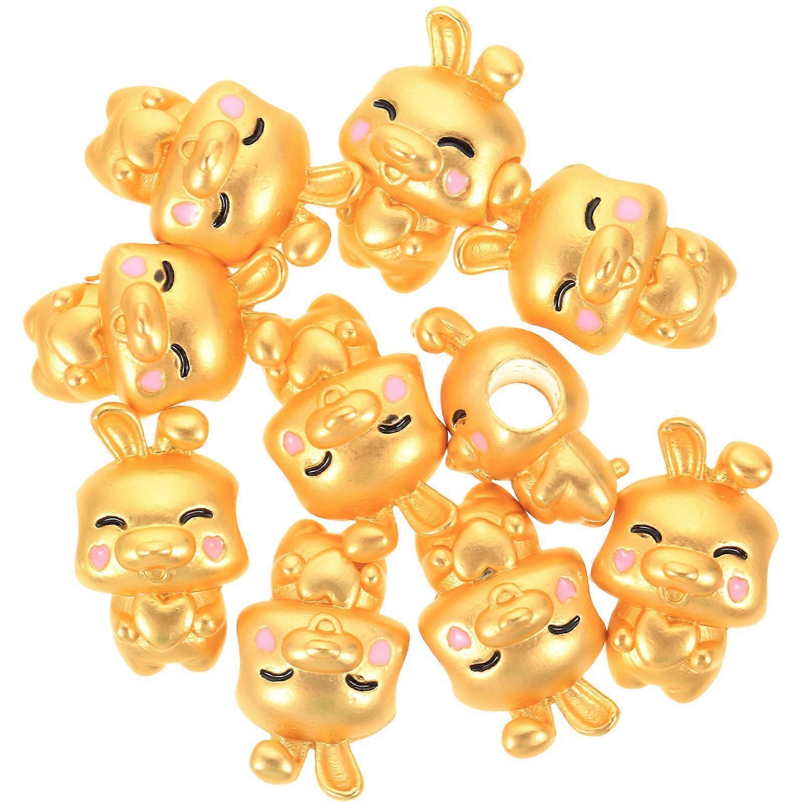 Bunny Beads Bulk Jewelry Making Spacer Beads Diy Craft Golden Rabbit Shape 1.5X0.9Cm 10Pcs