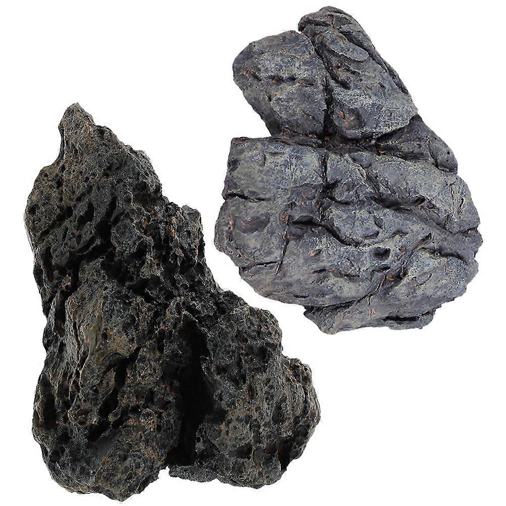 水族館ロック 2 個リアルな風景水槽オーナメント 15.5X12.3CM シェルター 魚の水族館セットアップ用