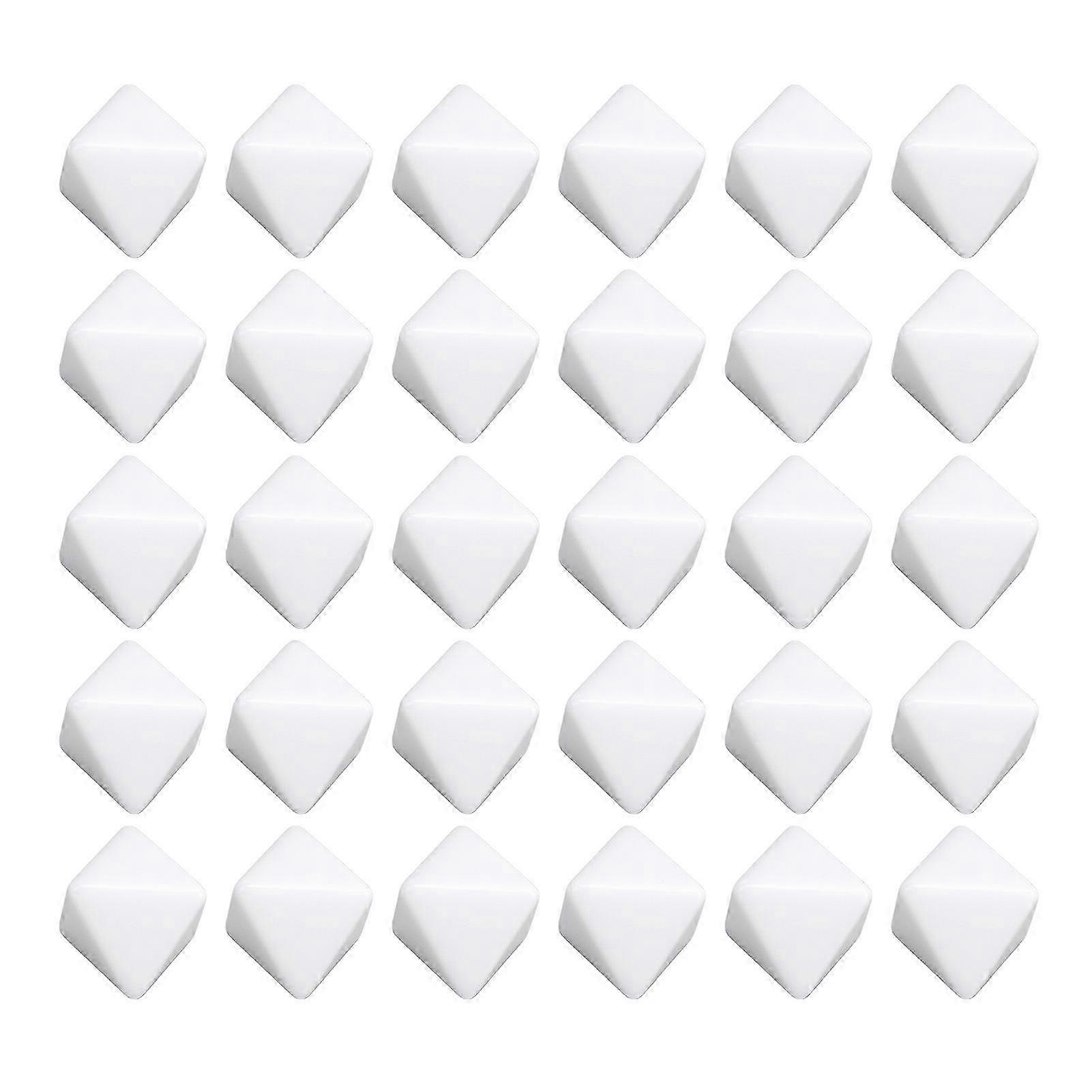 2025 30pcs 8 Sided Blank White Dices for Board Games Teaching Plastic Multifunctional DIY Dices