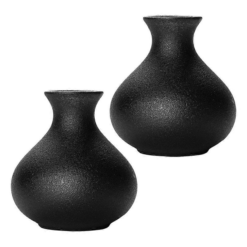 Black Ceramic Vase for Decoration Use and Stylish with Fine Workmanship 2 Pieces