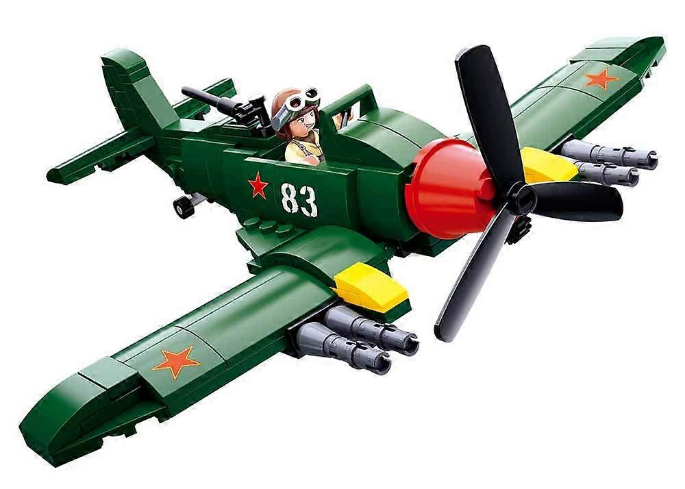 WWII Allied Fighter Bomber Play Set M38-B0683 with Clamping Blocks, Soldiers, and Toy Figure for Ages 4+, 170 Pieces