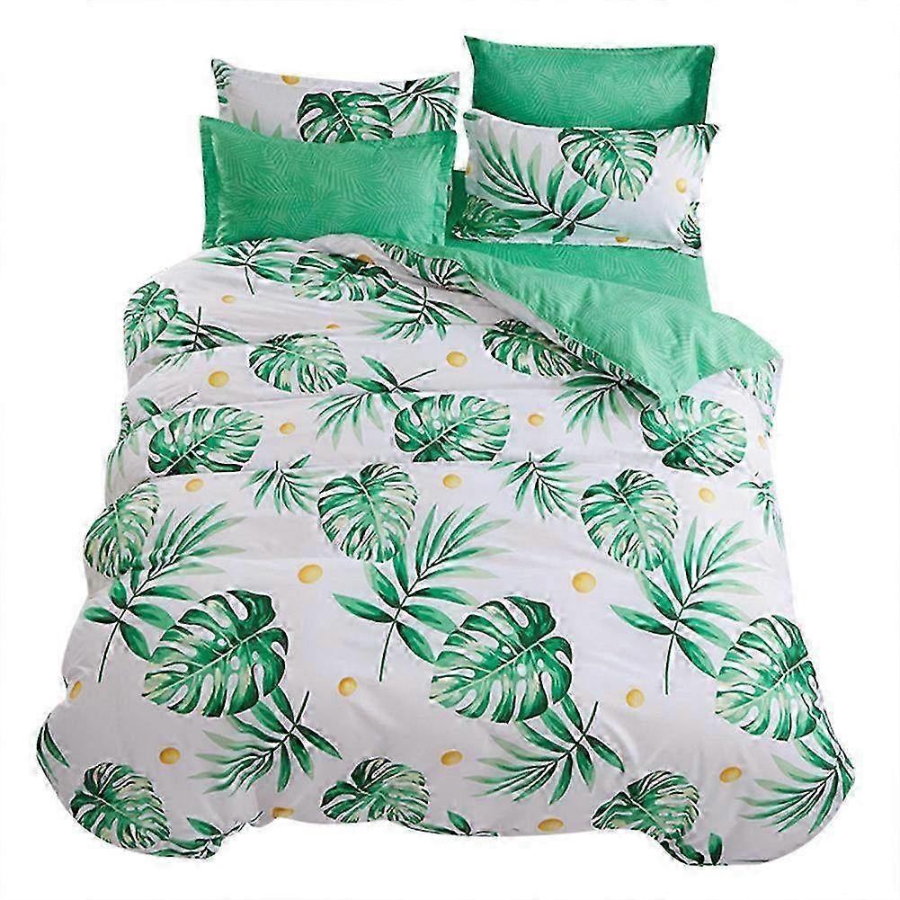 Comfortable Bedding Set with Green Leaf Print Duvet Cover & Pillowcase - Stylish 1.2m Bedlinen for Cozy Sleep Decor