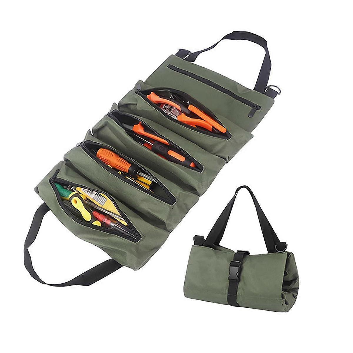 Rollup Tool Bag Organizer – Durable, Waterproof Oxford Fabric, Zippered Pocket, Portable – Ideal for Mechanics, Electricians