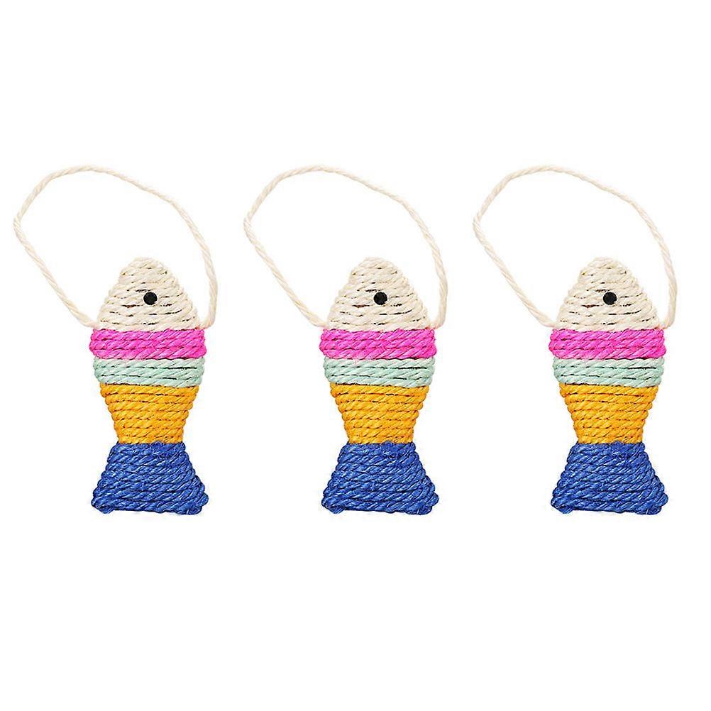Pet Cat Toy Sisal Hemp Fish Shape Scratching Exercise Interactive 3Pcs