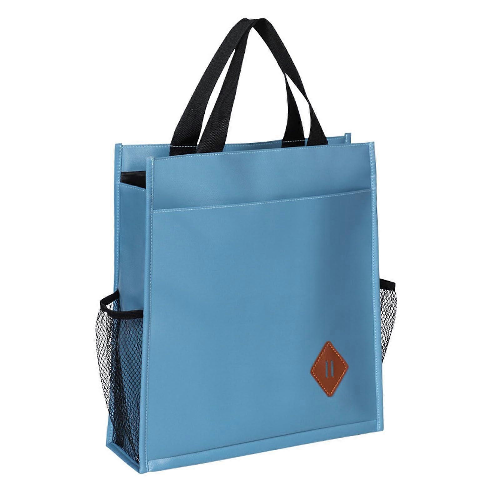 A4 Document Bag Azure Blue for Students, Book Pouch File Folder Tote, Homework Organizer, Durable File Storage Bag