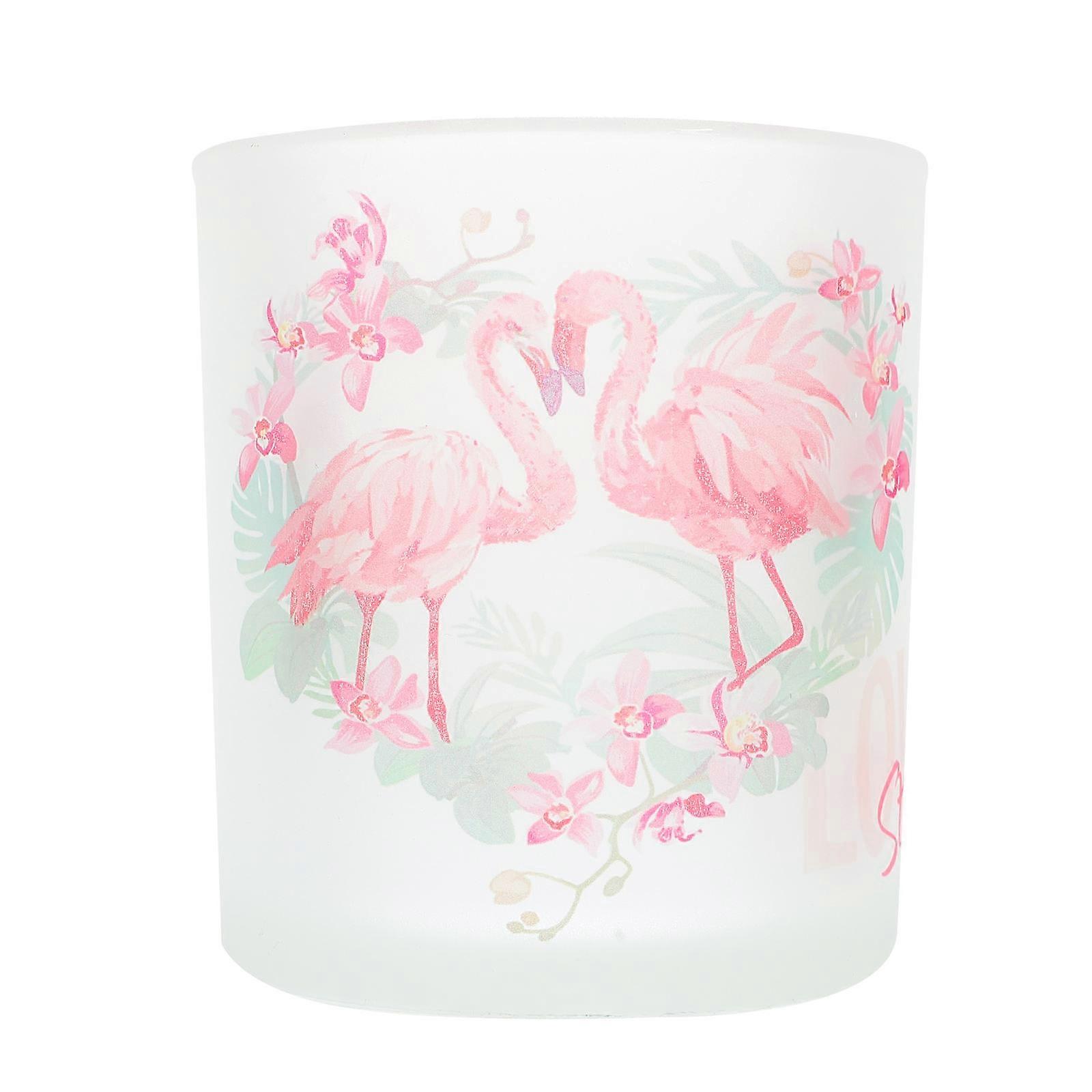 Flamingo Decor Glass Candlestick Square Shape Lighting Romantic Atmosphere 1Set