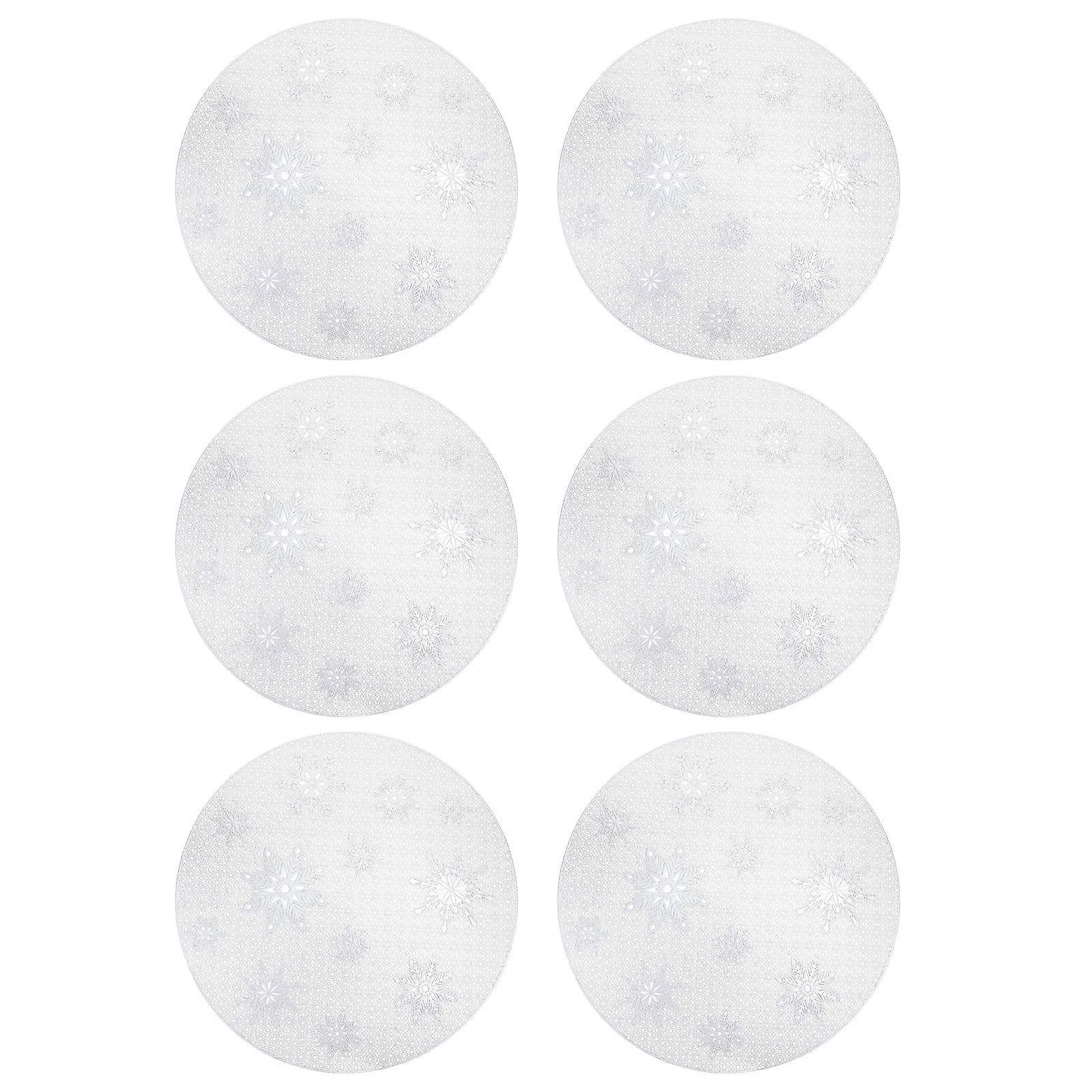Stylish Hollowed-out Table Mats 6Pcs Silver Heat Resistant Design Suitable For Kitchen Use And Christmas Dining Arrangements