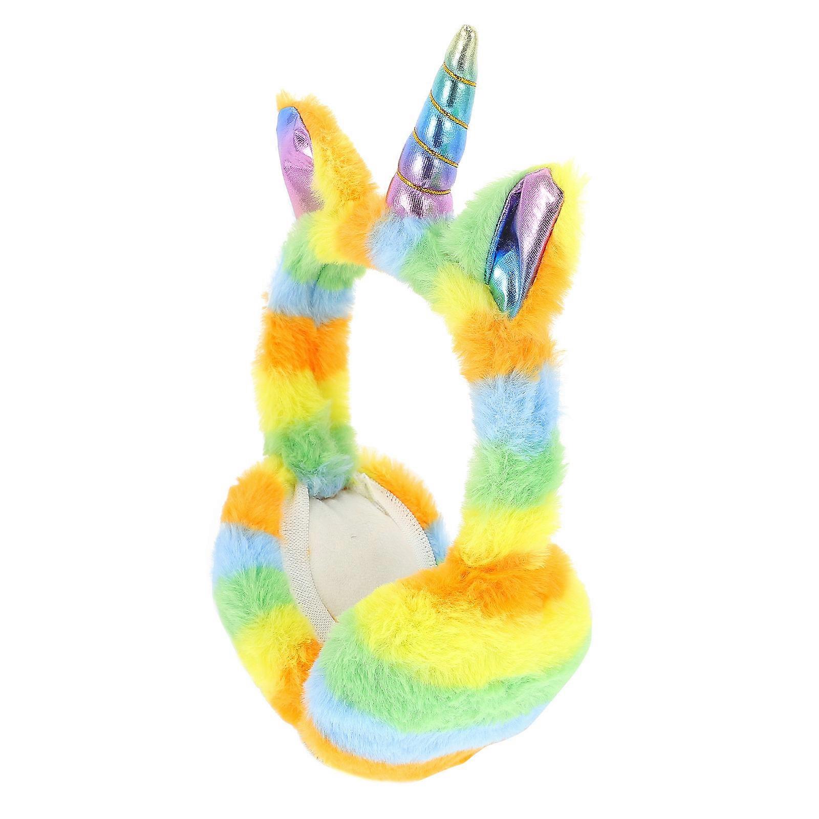 Unicorn Earmuff with Plush Material for Warm Winter Ear Cover Fashionable and Foldable Design Multi Color 1Pc