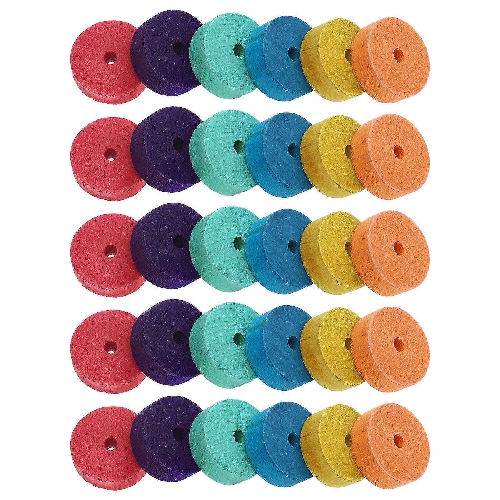 30Pcs Assorted Color Wooden Wheels Toy Set for Kids Educational Crafts DIY Synthetic Material
