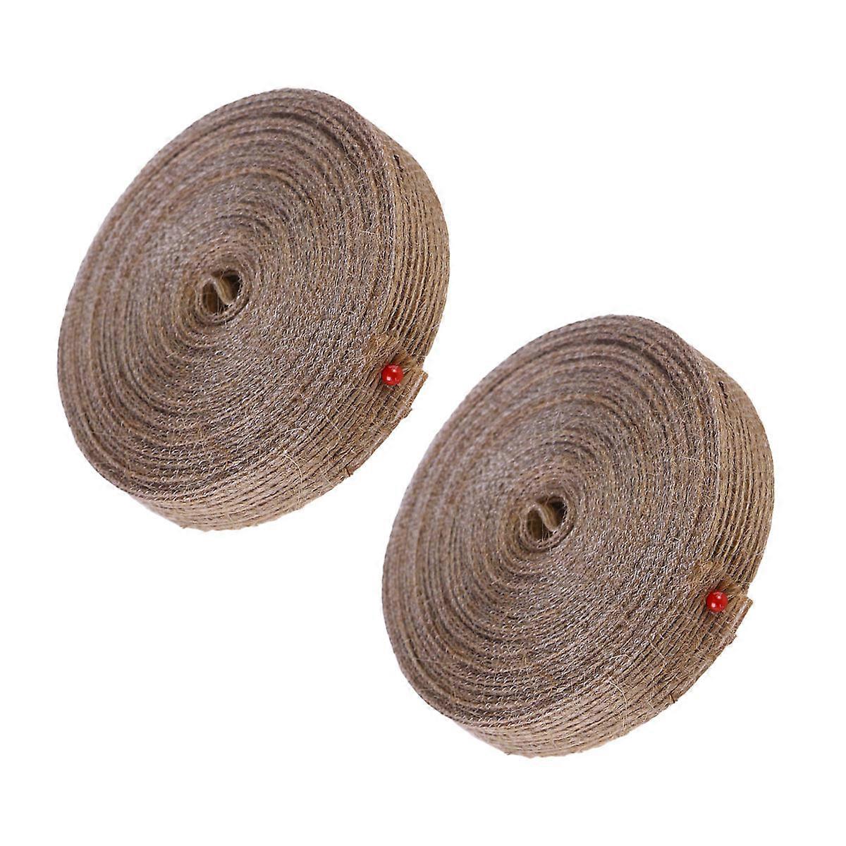 DIY Crafts Jute Fabric Ribbon Ideal For Gift Baskets Brown 10m x 1.5cm 2Set