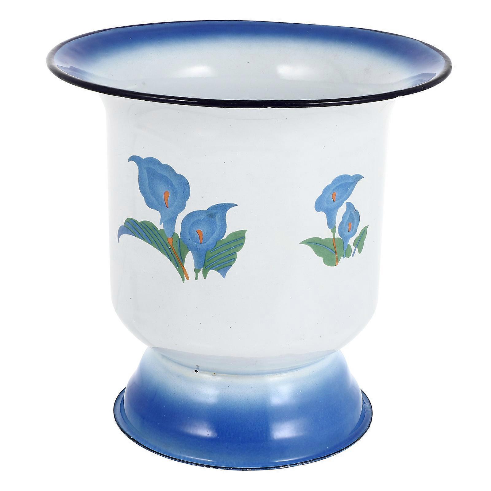 Vintage Enamel Spittoon for Home with Durable Design 1Pcs Portable Potty