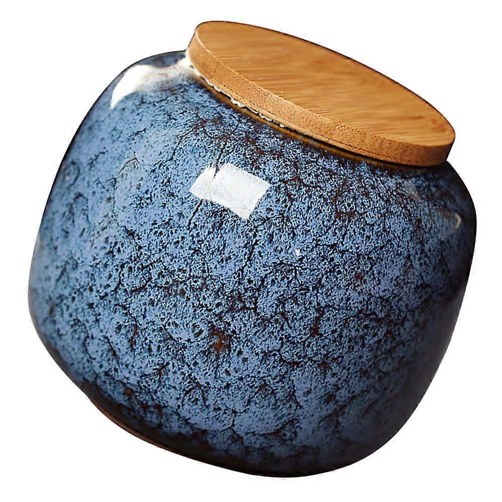 Blue Round Tea Organizing Jar for Kitchen and Tea Room Use with Airtight Lid 1Set