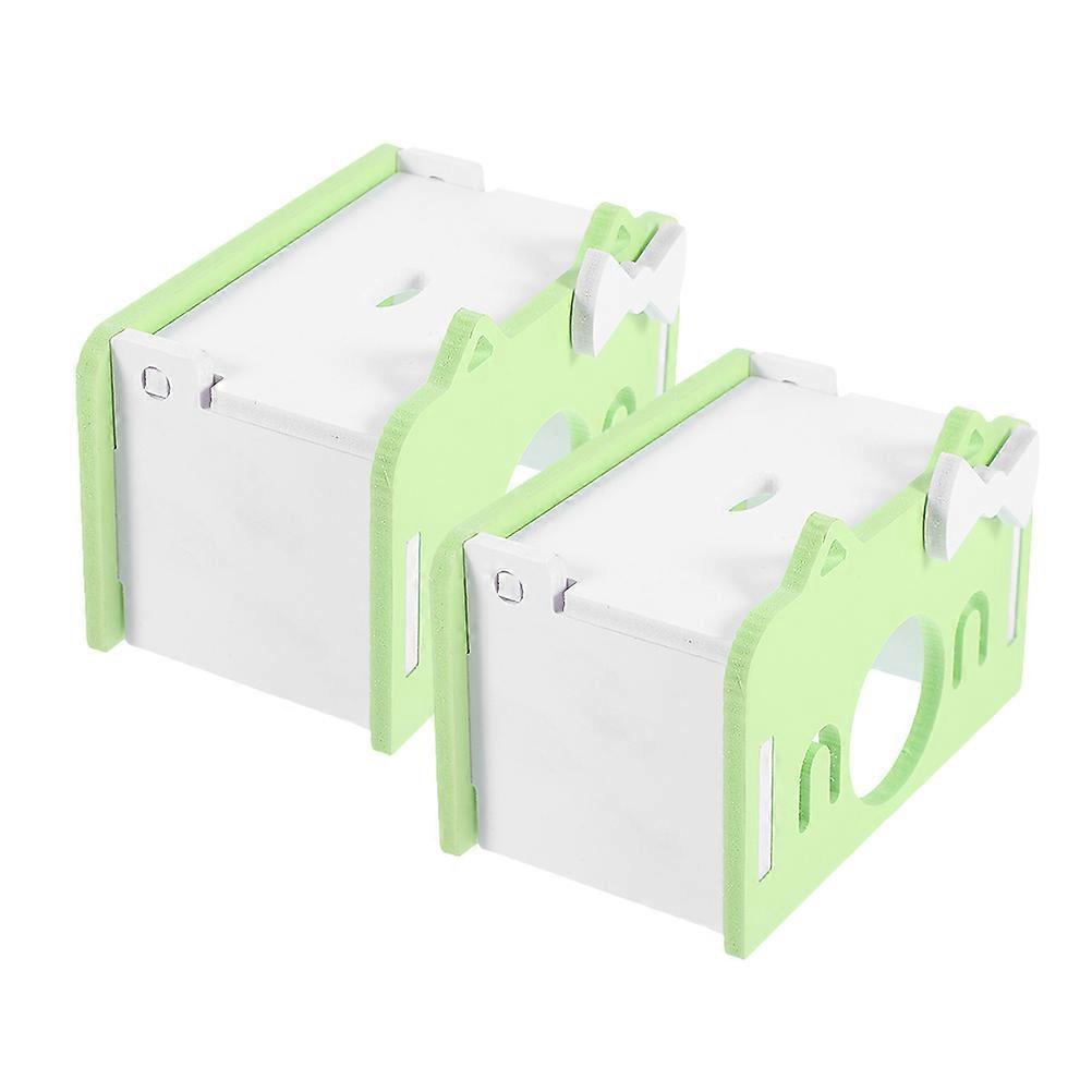 Hamster Hideout 2Pcs Light Green Durable PVC Stress-Relieving Hideout for Pets