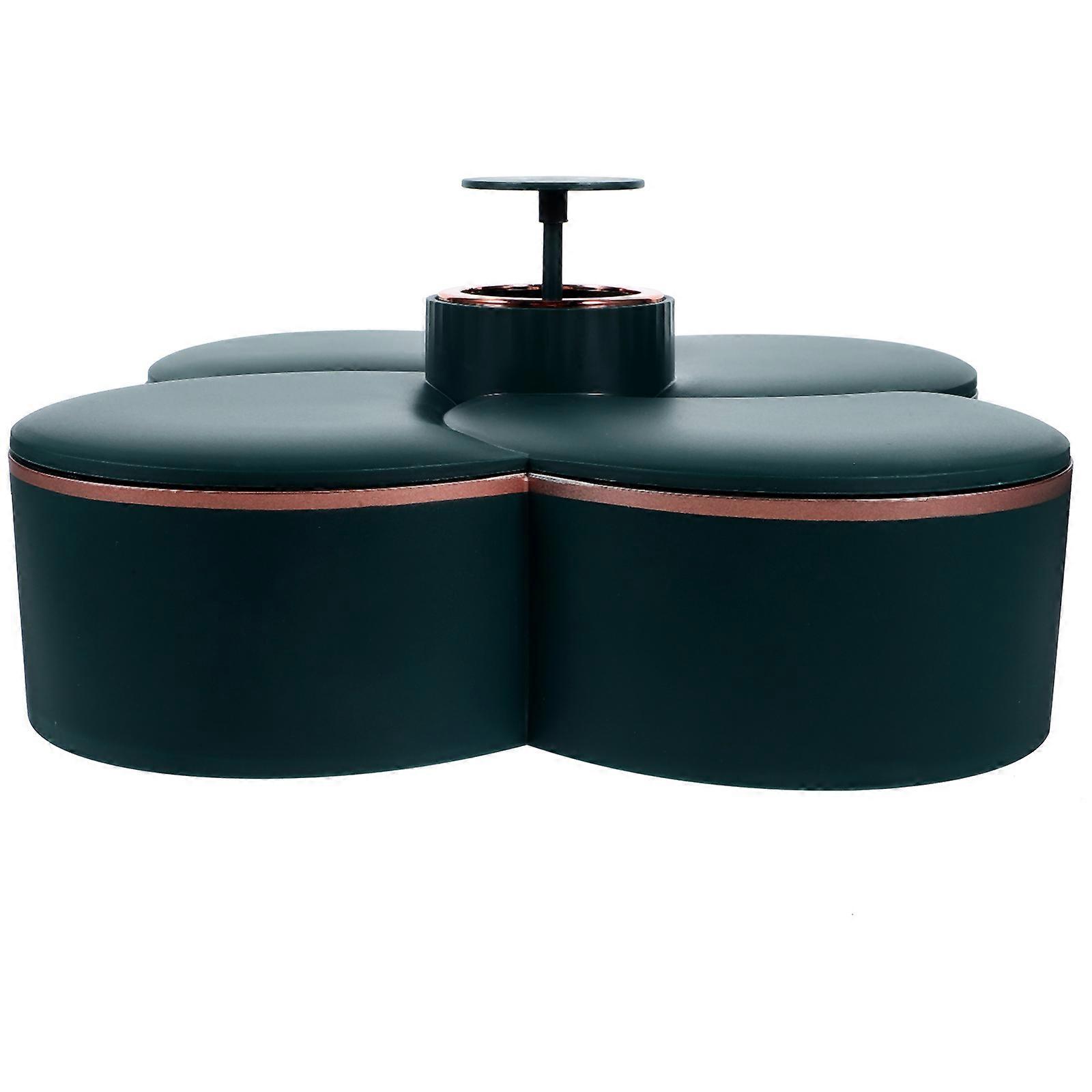 Green Rotatable Candy Case with Compartments for Snack Storage Box PP Material 7 Inch