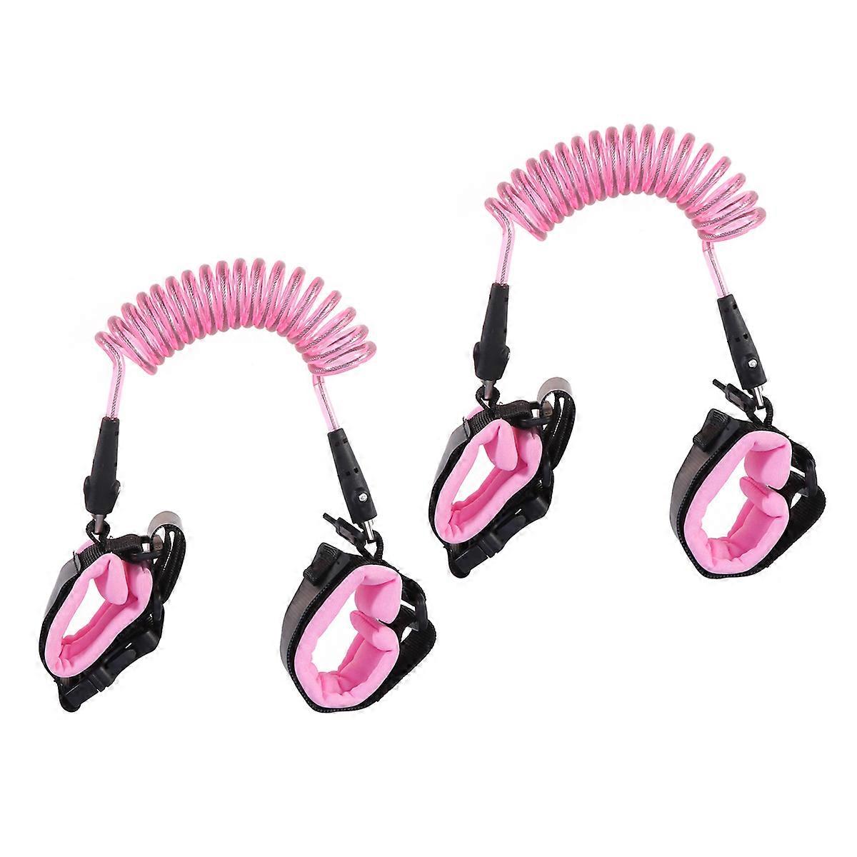 Lost Wristband Pink Safety Bracelet with Lock Rotating Head Durable Traction Rope for Supermarkets and Crowded Places 2pcs Set