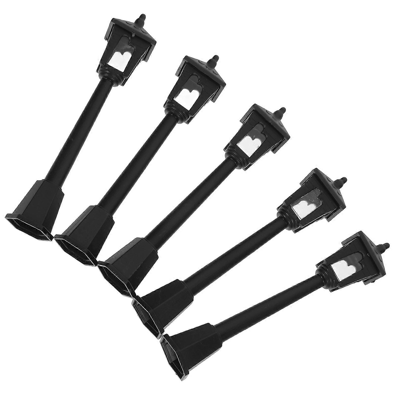 Mini Street Light Model Decorative Tiny House Accessory Black ABS Material 5 Pieces