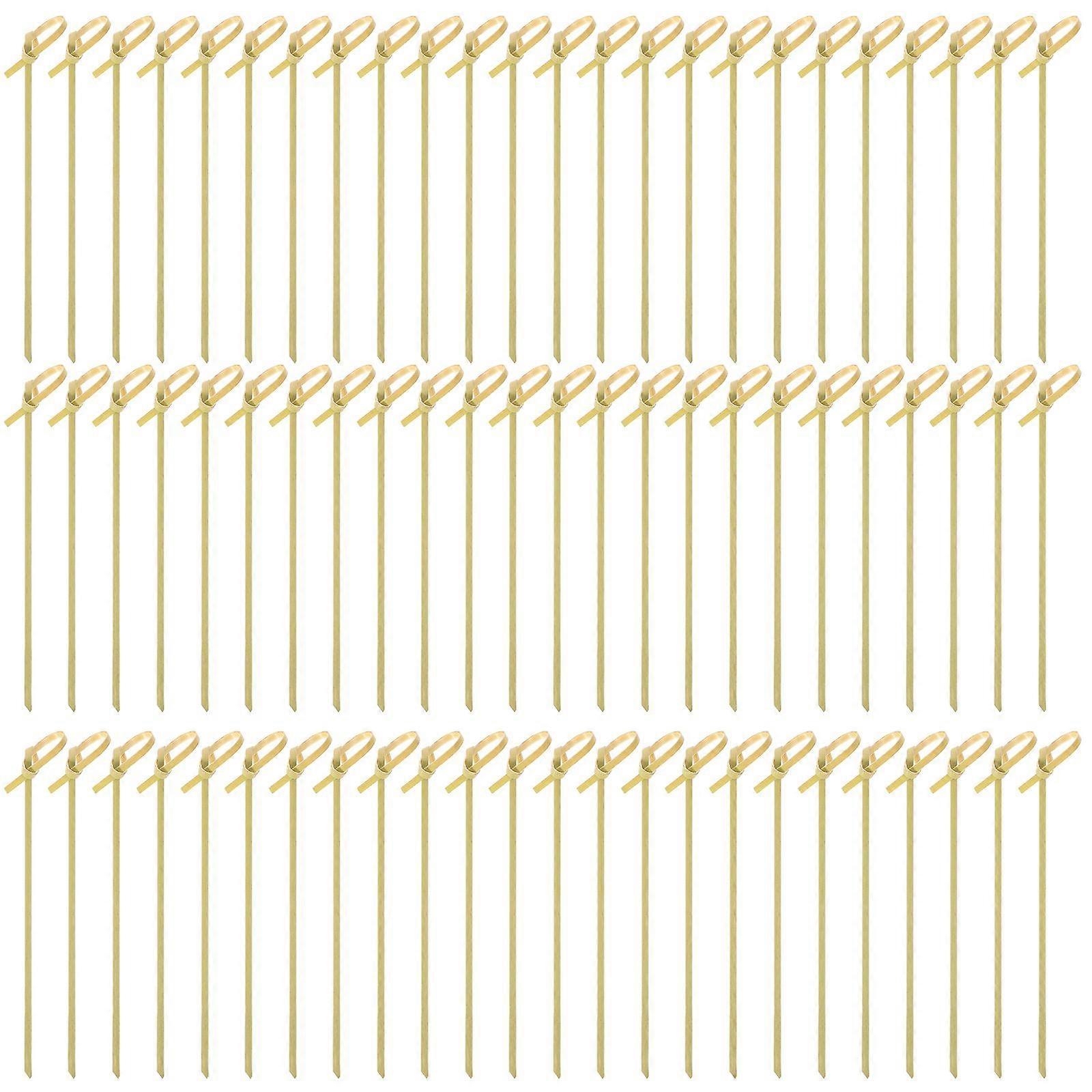100PCS Disposable Bamboo Knot Skewers Bamboo Knot Picks Bamboo Picks Cocktail Picks with Twisted Ends for Cocktail Party Barbeque Snacks Club Sandwich