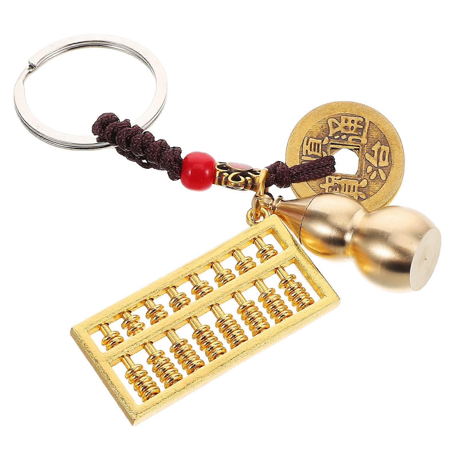Miniature Abacus Keychain Pendant with Functional Beads, Sturdy Metal Gourd Charm Key Ring for Car Keys Purse Backpack, Versatile Decorative Accessory