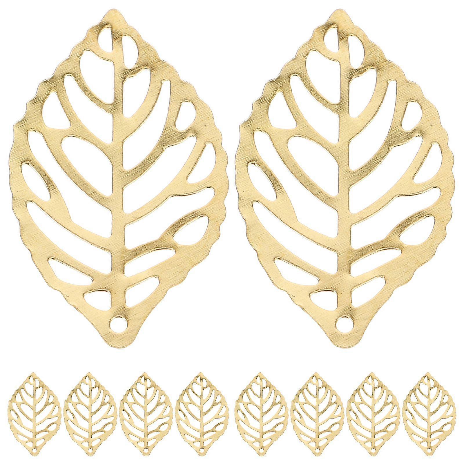 100pcs Alloy Pierced Tree Leaf for DIY Crafts (Golden)