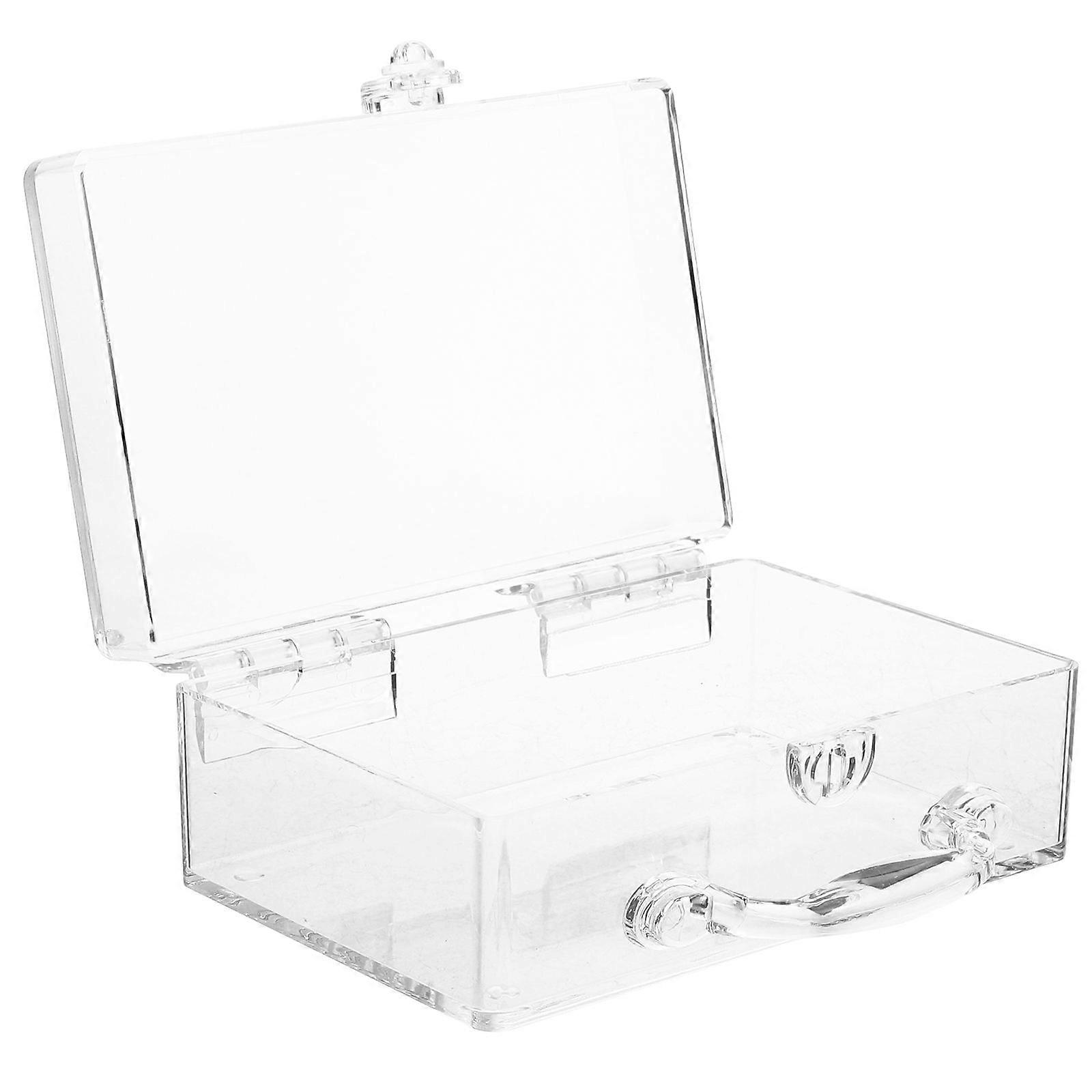 Transparent Portable Storage Box with Lock and Handle Clear Cosmetics Bag Cosmetics Carrier
