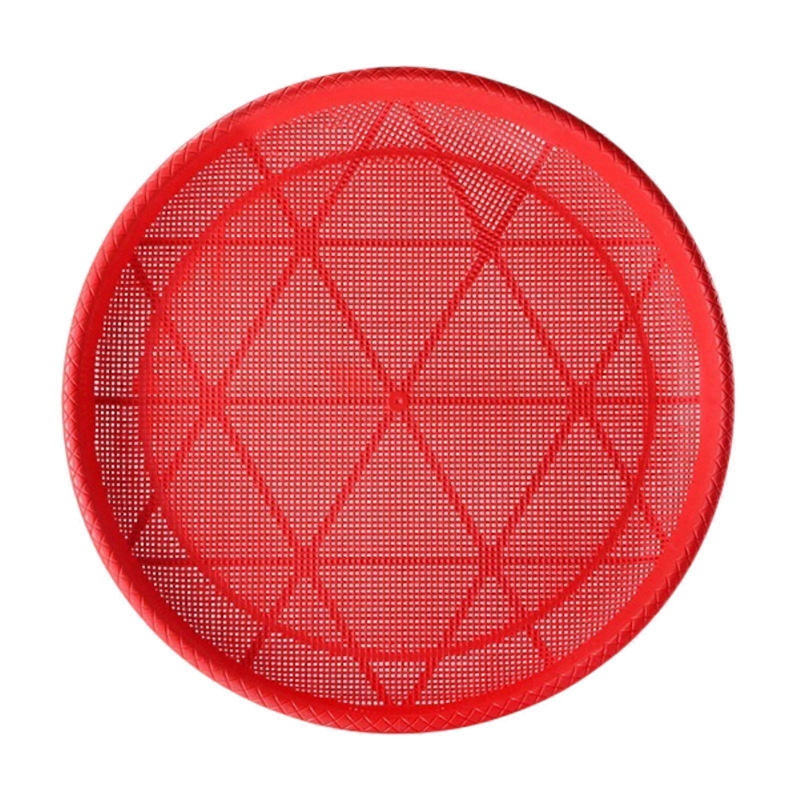 Red round sieve for drying fish, fish grain sieve, for outdoor garden use, multicolored, 3 mm hole diameter