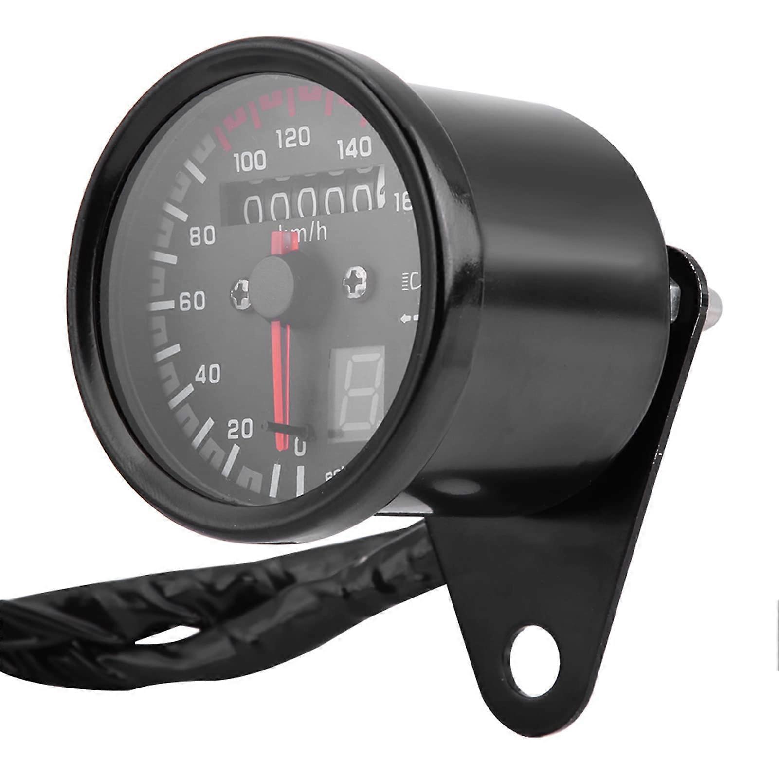 Motorcycle Tachometer Gauge Motorcycle Speedometer Odometer with 6Line Instrument Light Multifunctional Display Universal Fit for Most (Black)