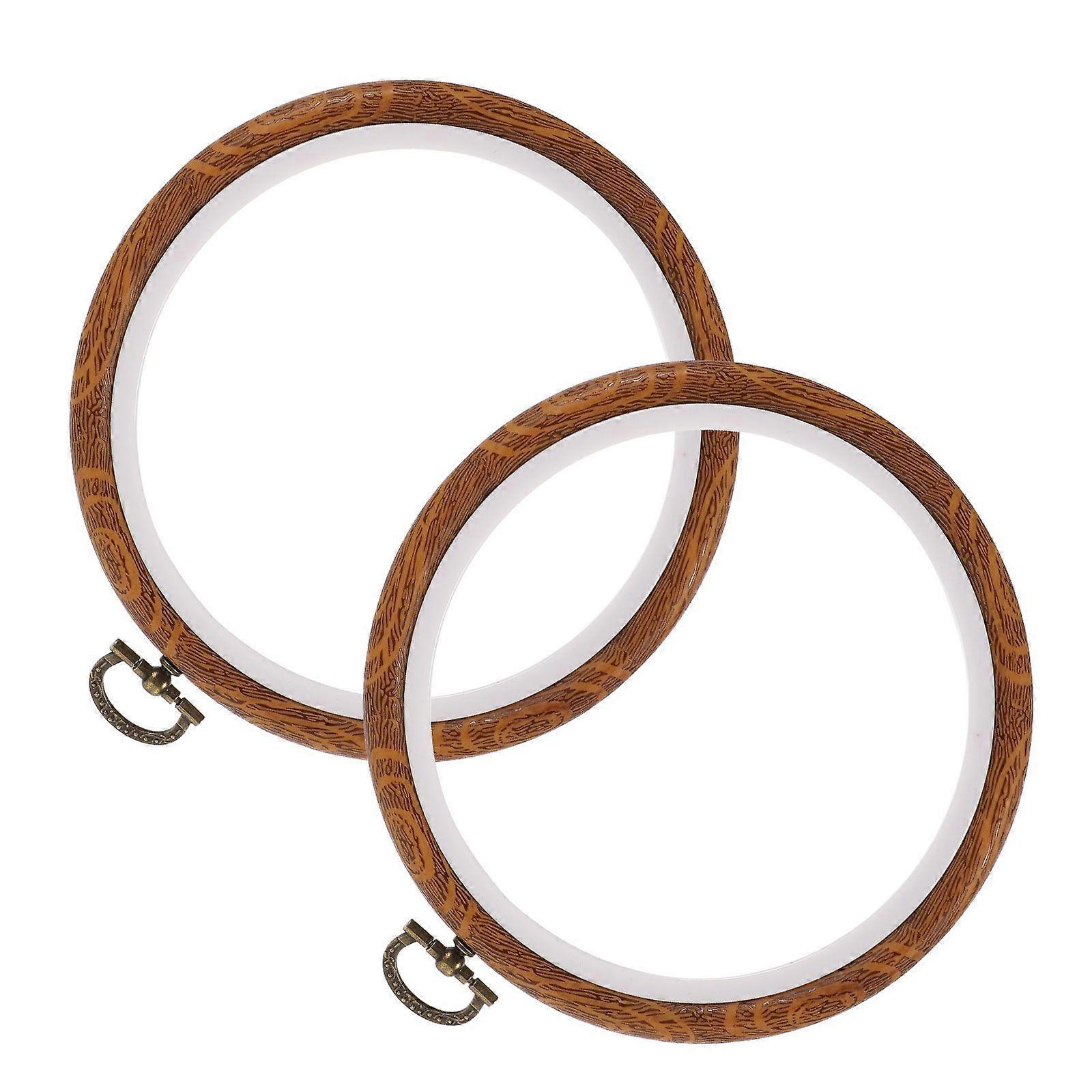 2 Pcs Broderie Cerceaux En Plastique Cercles Imitation Bois Point De Croix Cerceaux
