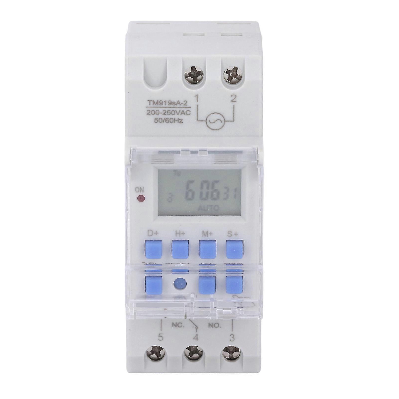 7 Day Programmable Timer Switch 16 On Off Settings 24 Hour Countdown LCD Display Screen DIN Rail Digital Timer Switch 