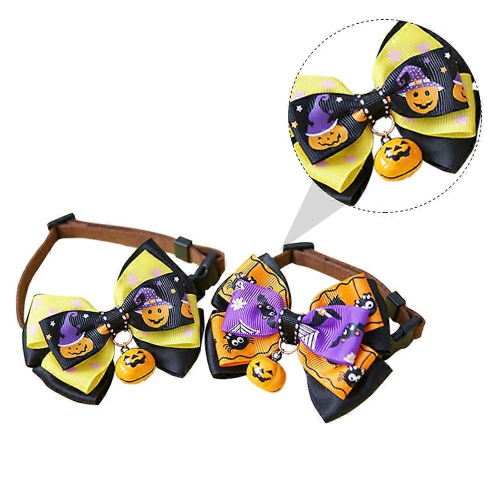 Halloween Costume Pet Collar Dog Collar for Pets Halloween Party Cloth Assorted Color Decoration 2Pcs