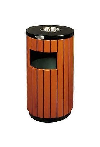 Outdoor Recycle Bin With Ashtray, Open Waste Container, Durable Commercial Garbage Enclosure, OneSize Wood Grain