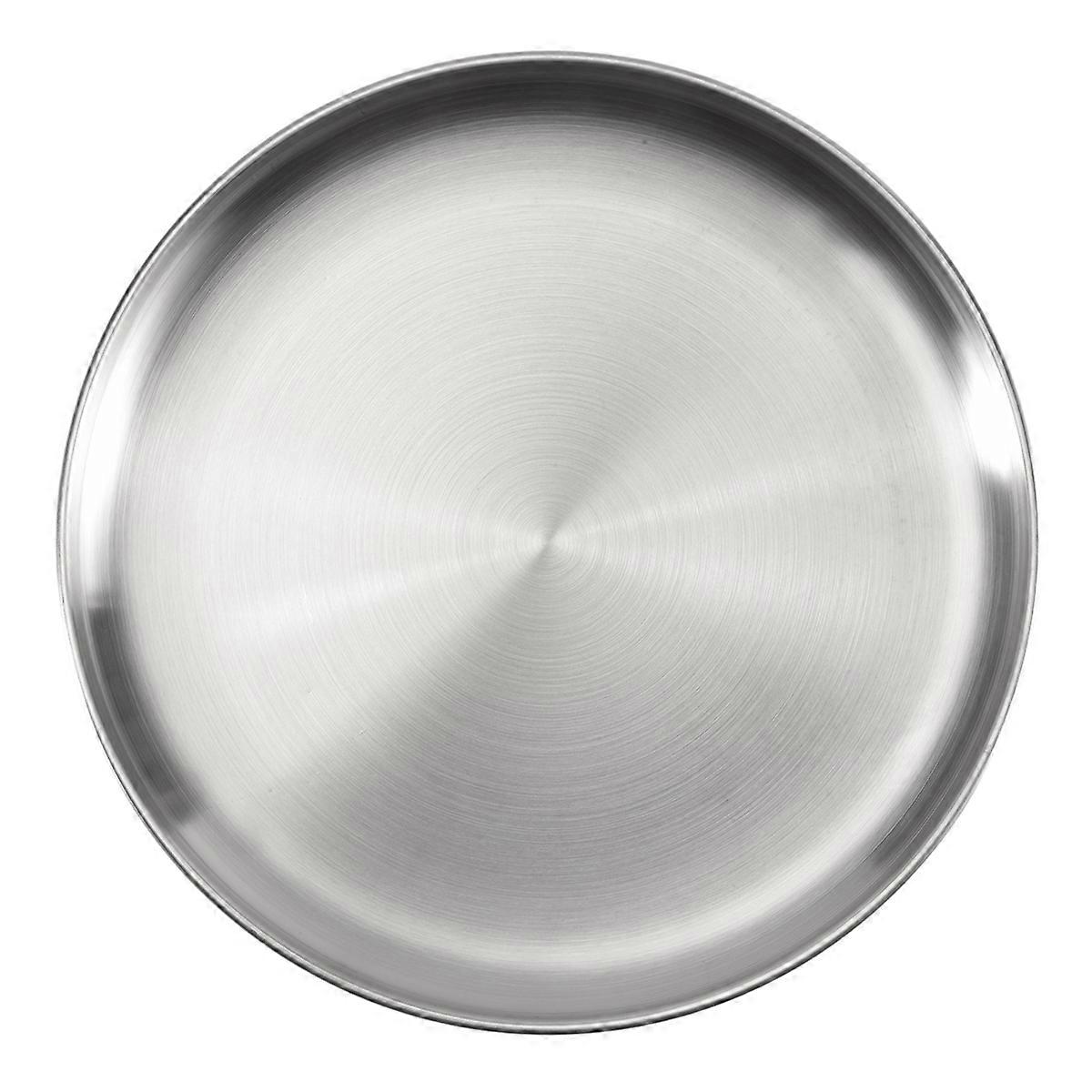 30cm Stainless Steel Bone Spitting Dish Silver Shallow Tray Metal Dining Disc Round Plate Dessert Tableware
