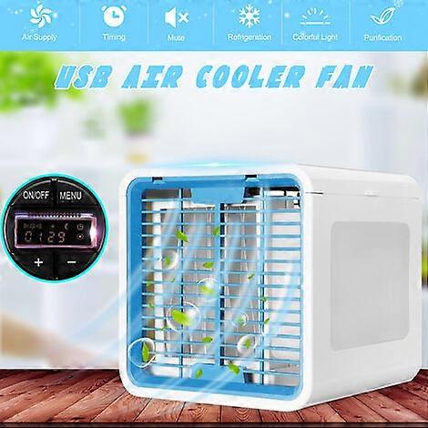 USB LCD Mini Cooler LED Lights 16.5x13.5x16.5cm 3 Speed Low Power Consumption Coxolo