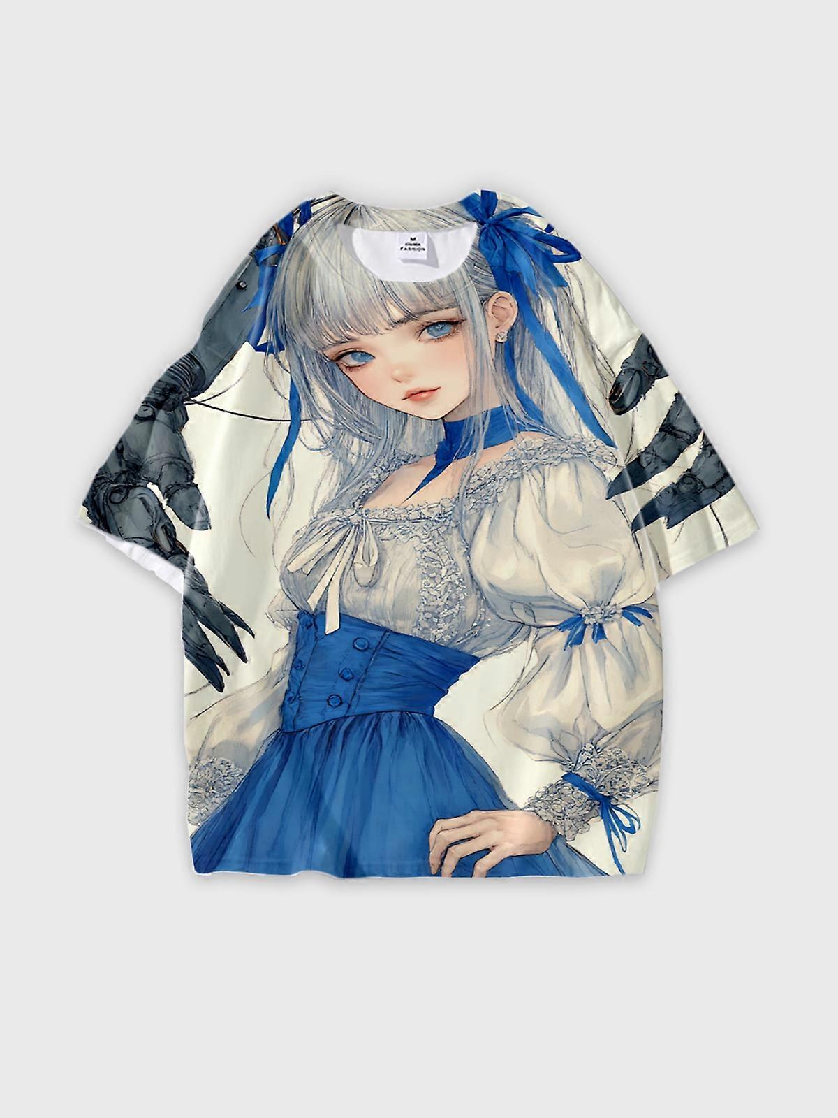 T-Shirt Short Sleeve Round Neck, Summer Casual Loose Graphic Tee, Unisex Pattern V2685