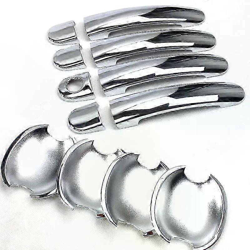 Carbon Fiber Chrome Door Handle Cover Trim for Skoda Models 2008-2013 Styling Accessory