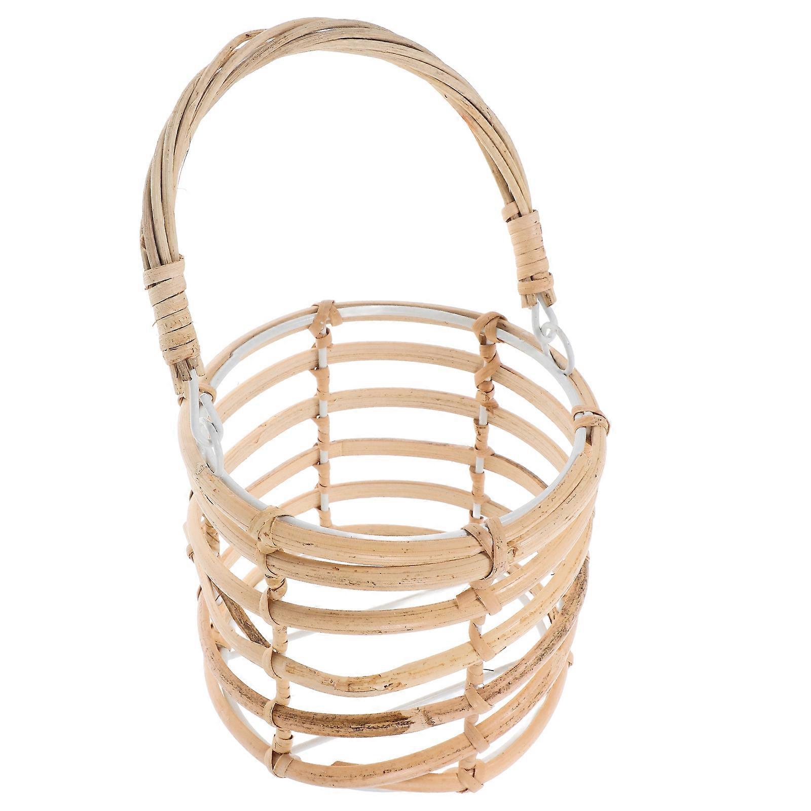 Khaki Rattan Candle Lantern with Handle for Home Decor Creates Warm Atmosphere Ideal for Cozy Evenings 12.5 Inches Tall