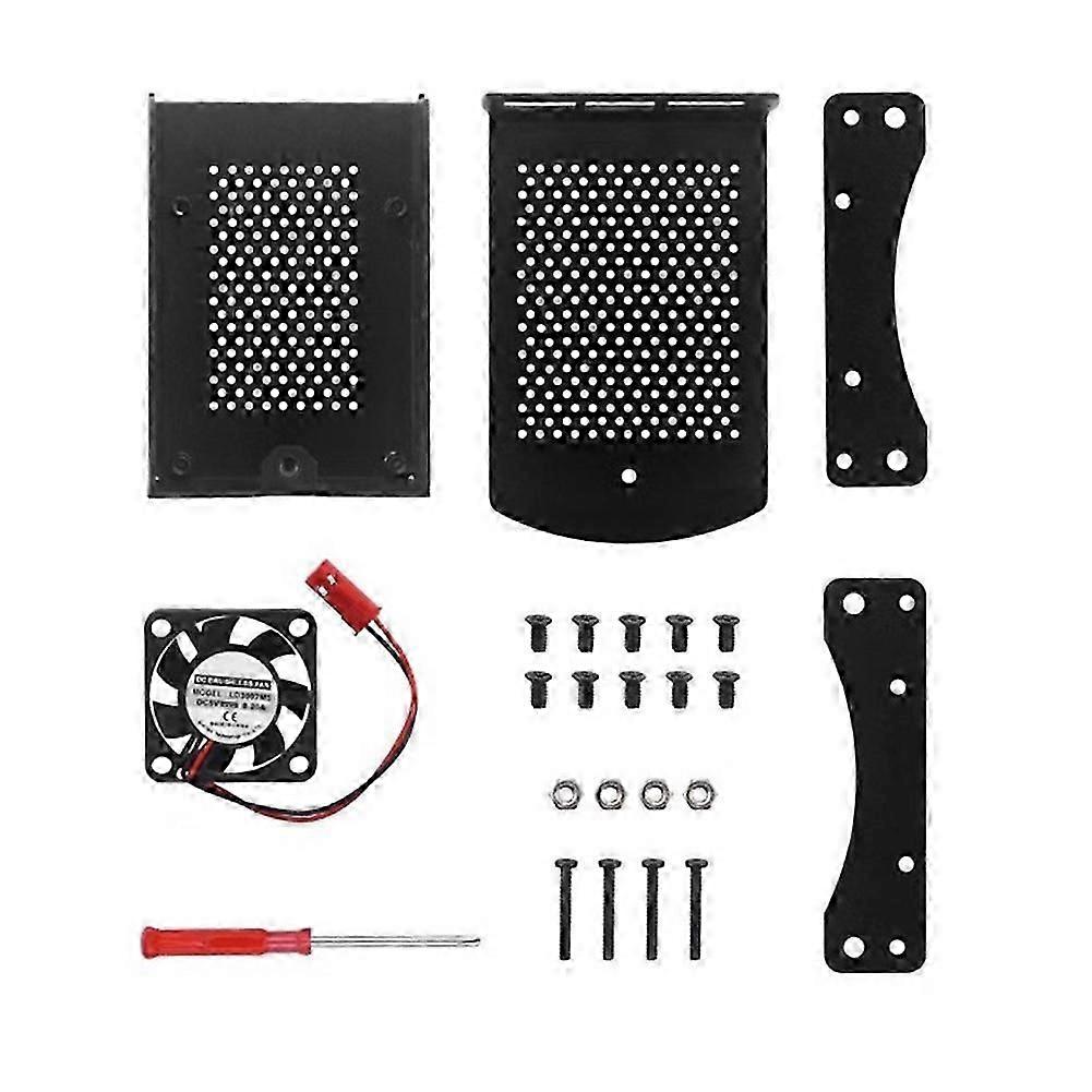Gehäuse aus Aluminiumlegierung Metel Box Shell mit hängender Halterung mit Lüfter für Raspberry Pi 4B für Raspberry Pi 4 Model B